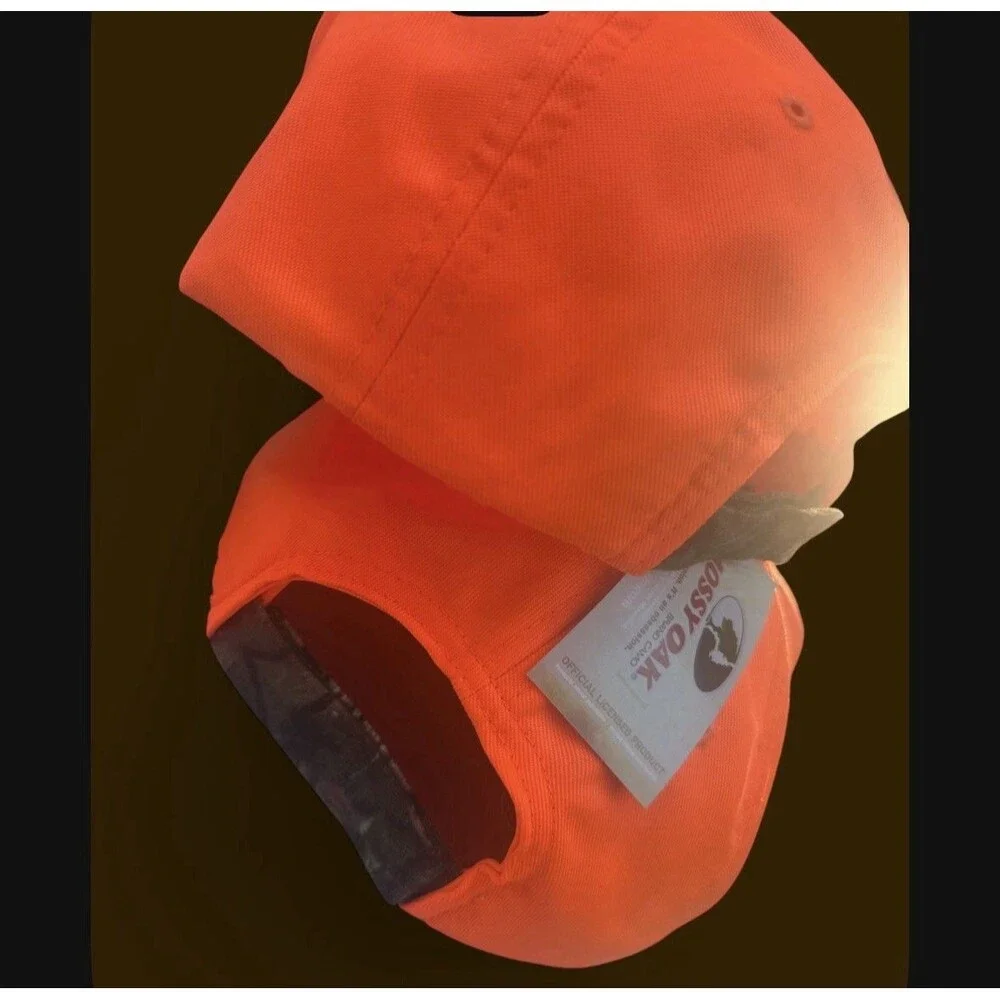 Mossy Oak Blaze Orange Camo Brim Hunting Hat Cap Adjustable NWT Lot of 2